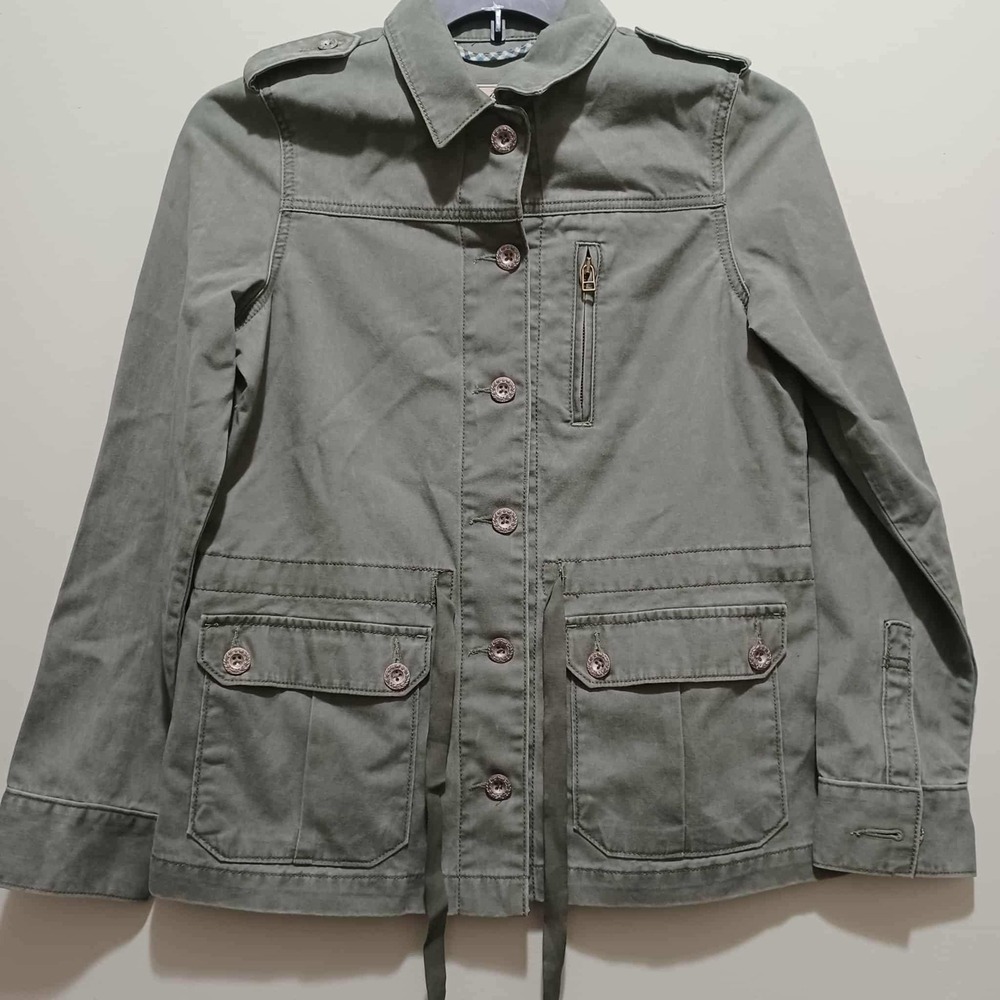 Levi's Womens Utility Jacket Olive Green Button Front Military Style‎ Size S